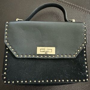 [AUTHENTIC] Lancaster Paris Black Studded Leather Crossbody Bag